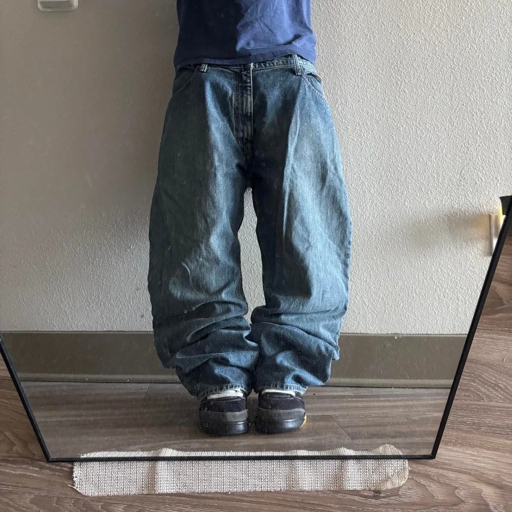 Vintage Y2K/2000s Baggy Dark Wash Skater Grunge Denim Jeans! 38x30